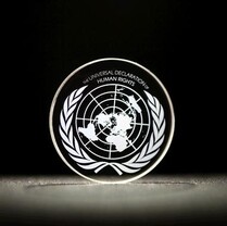 Die Deklaration der Menschenrechte auf einer 5D-Speicherscheibe