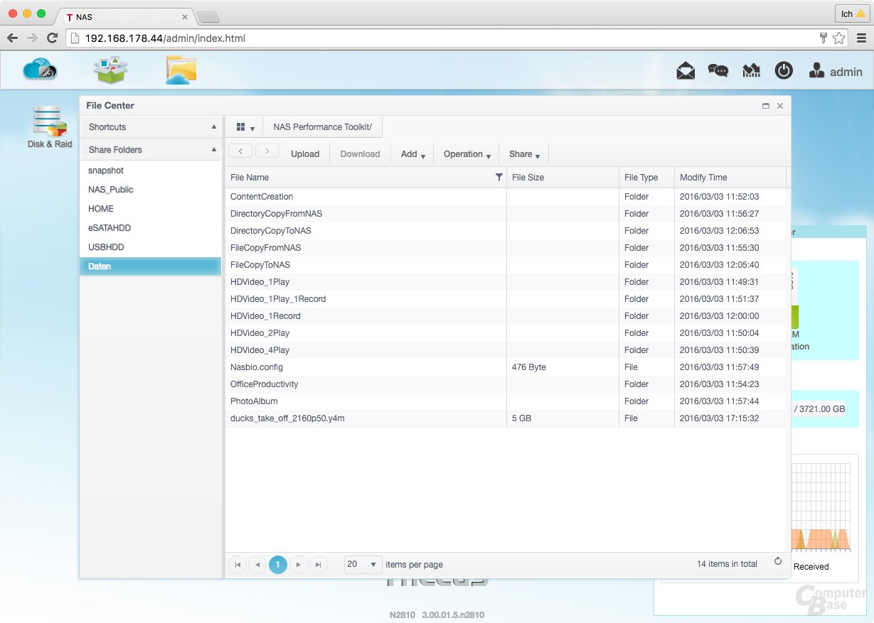 ThecusOS 7.0 – File Center für den Dateizugriff im Browser