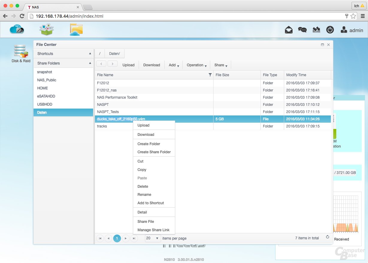 ThecusOS 7.0 – File Center für den Dateizugriff im Browser