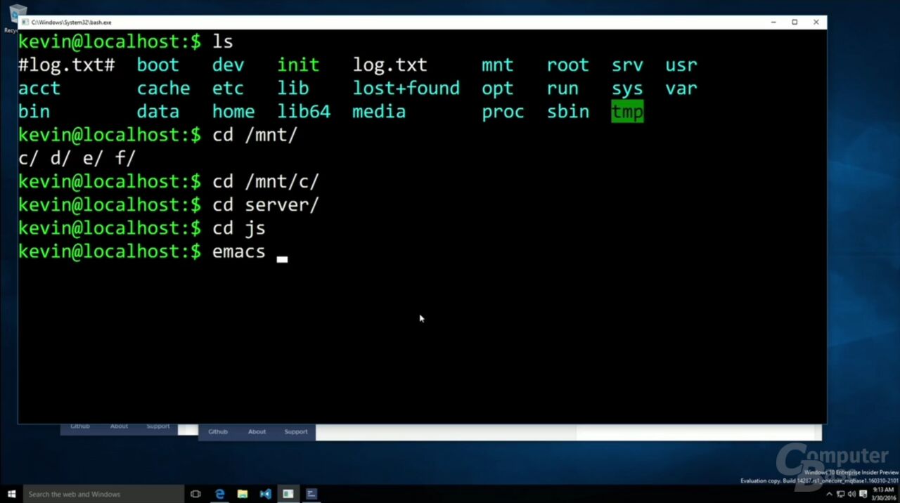 Kevin Gallo, Director of Windows Developer Platform, präsentiert Bash für Windows 10