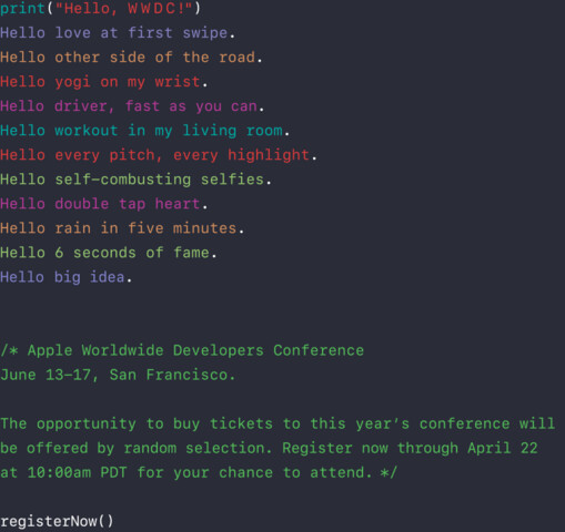 Apples offizielle WWDC-Ankündigung