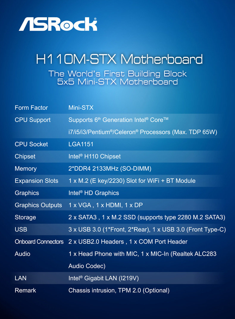 ASRock H110M-STX als Mainboard im Mini-STX-Format