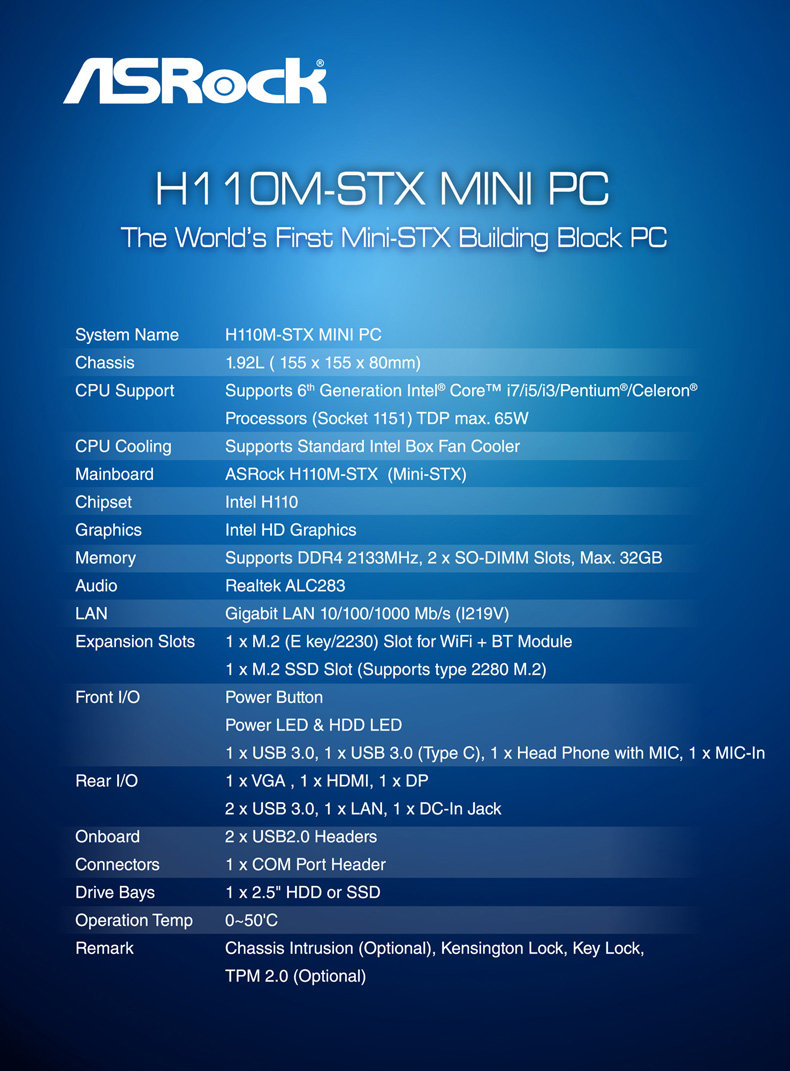 ASRock H110M-STX Mini-PC alias DeskMini