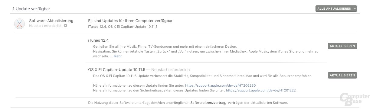 Updates für OS X und iTunes