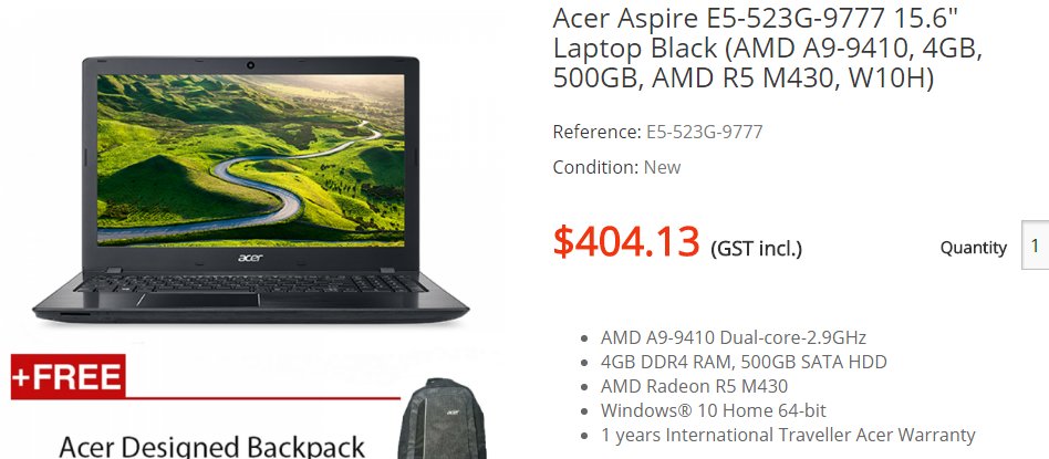 Acer Aspire E5-523G-9777 mit AMD A9-9410