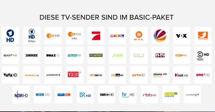 Sender im Paket Magine TV Basic (Stand März 2017)