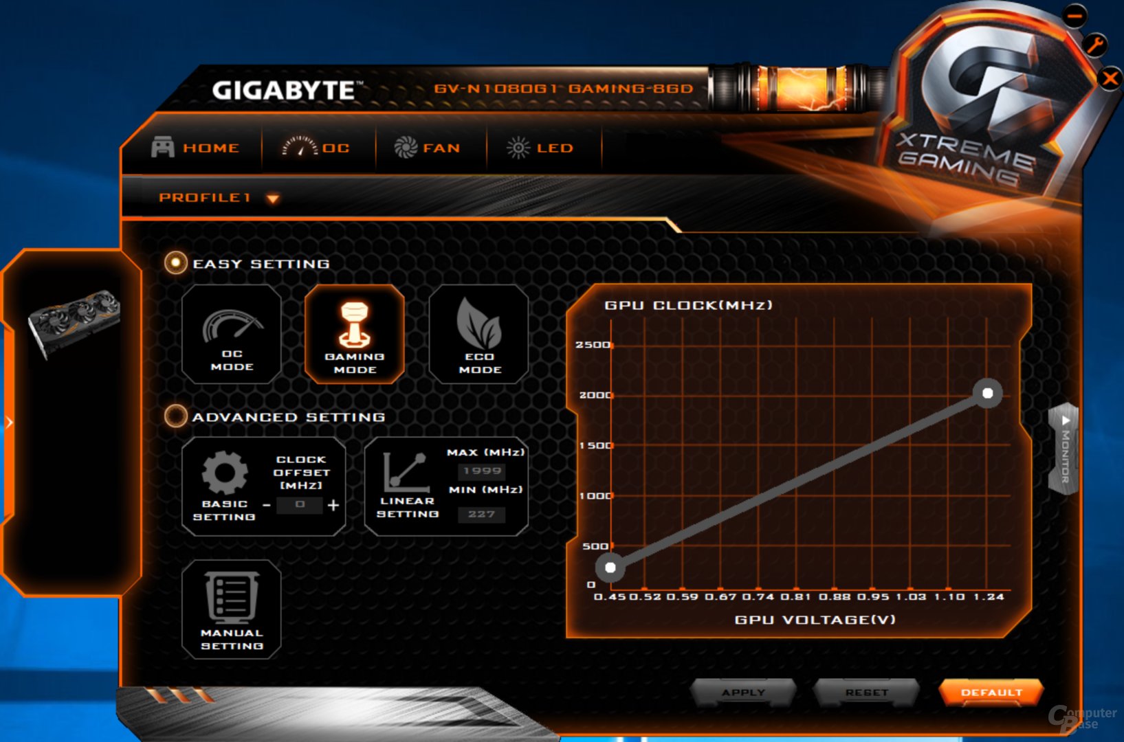 Gigabyte GTX 1080 – Xtreme Gaming Tool