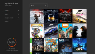 Ansicht der Spielesammlung auf der Xbox One