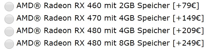 (Auf)Preise für Radeon RX 480, RX 470 und RX 460