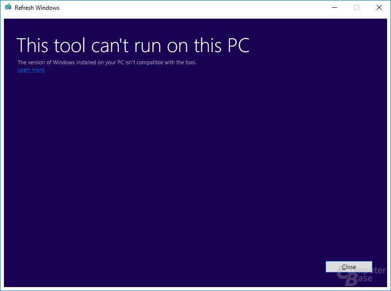 Fehlermeldung unter Windows 10 ohne Insider Program