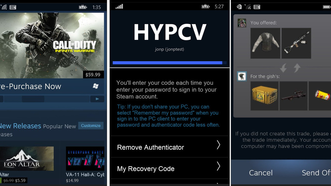 Steam-App: Erste Version für Windows 10 Mobile und Windows Phone