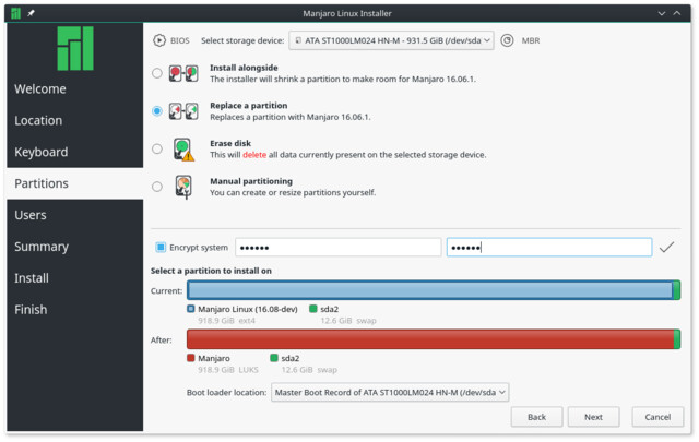 Calamares 2.3 bei Manjaro