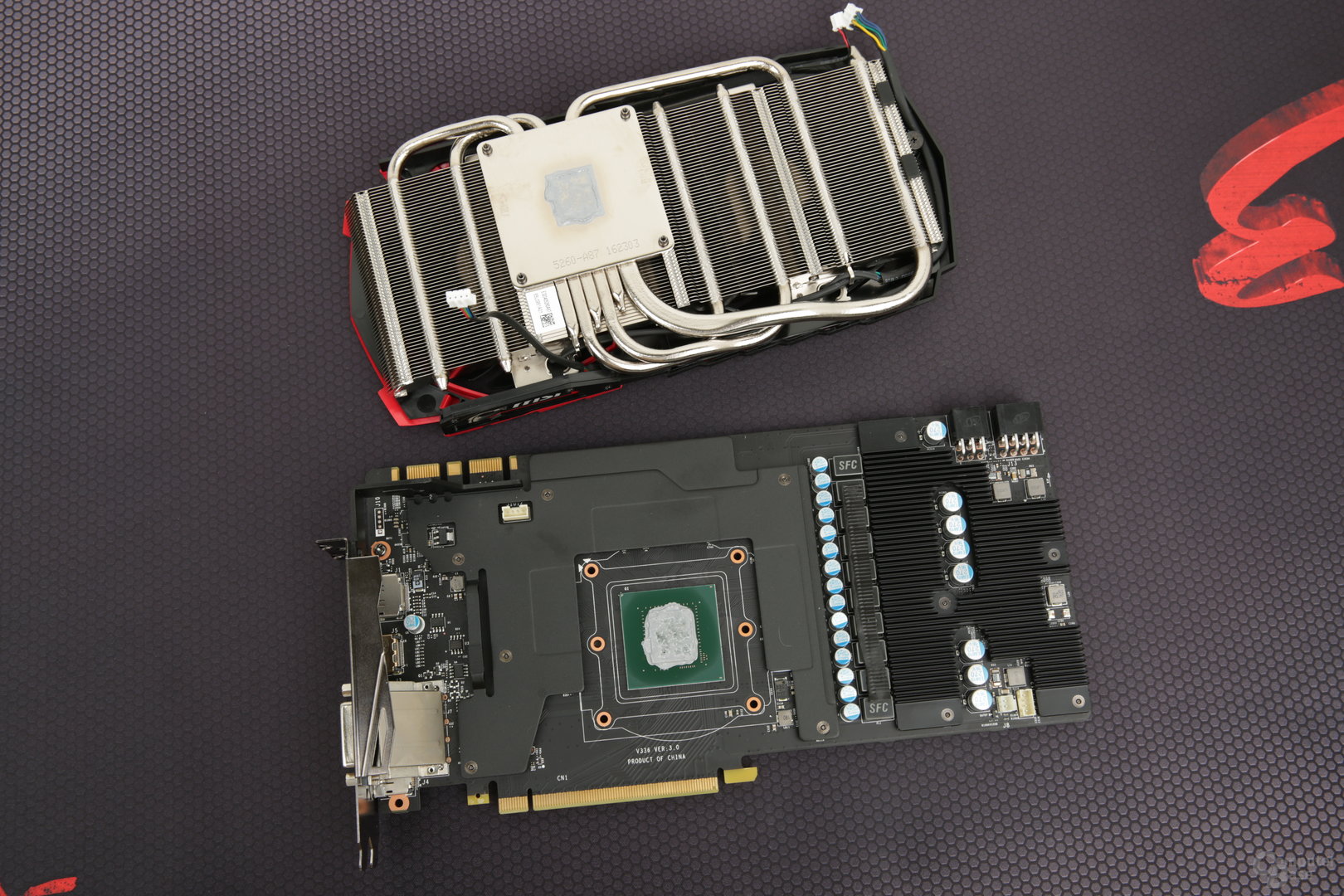 Kühlsystem und PCB der MSI GeForce GTX 1080 Gaming X