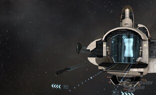 Vexor Navy Issue beim Undock, daneben ein in den Warp eintretender Occator