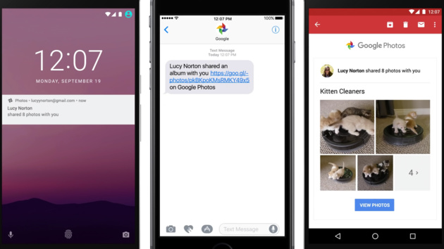 Google Fotos: App teilt Fotos zur Not auch über SMS