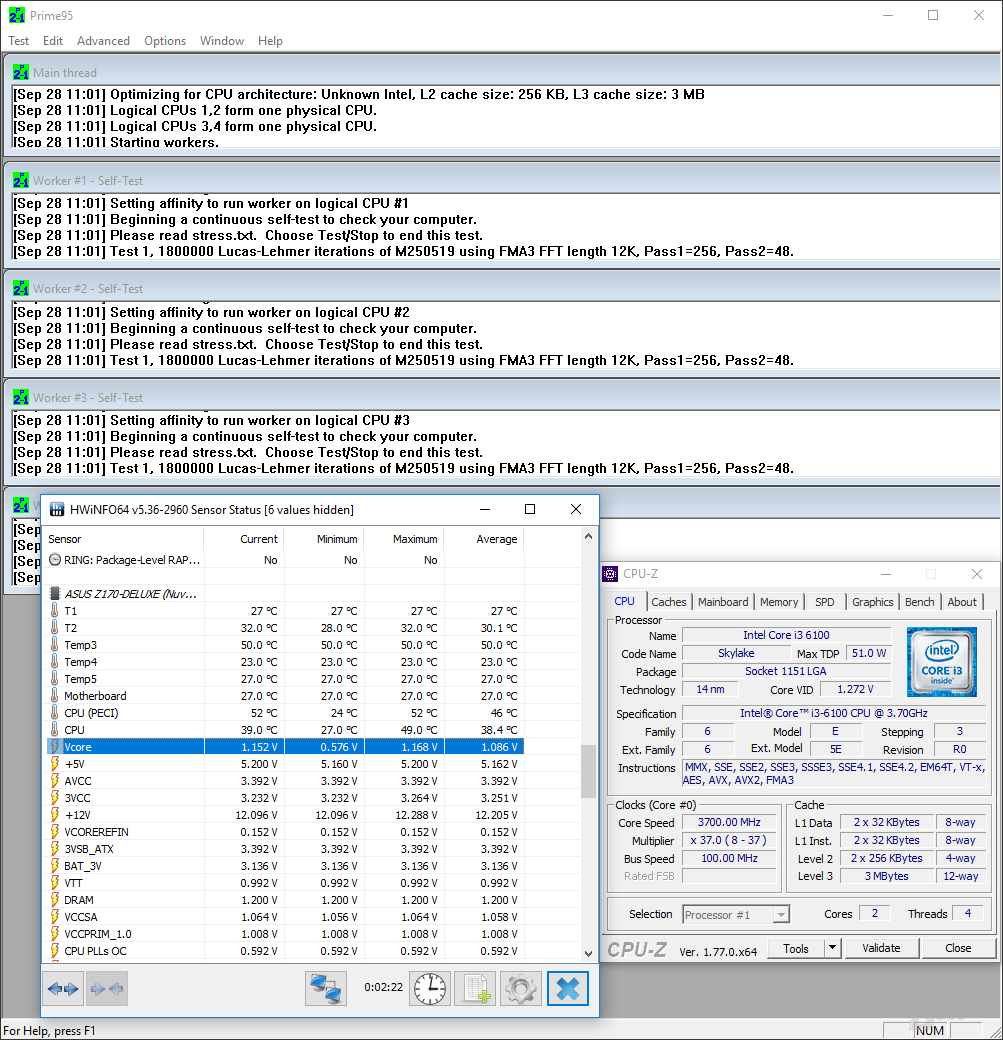 Intel Core i3-6100 mit 0,125 Volt geringerer Spannung