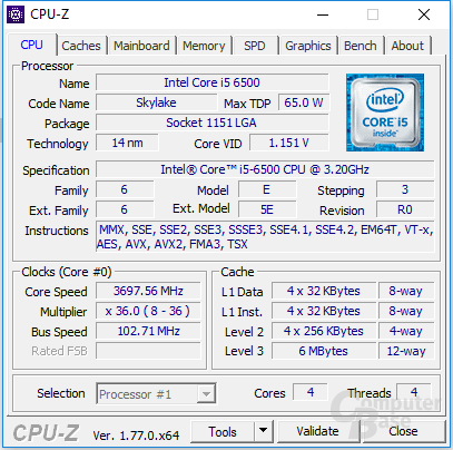 Intel Core i5-6500 „übertaktet“