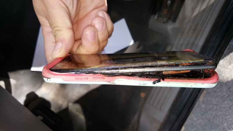 Verbranntes Galaxy Note 7 aus Farmington