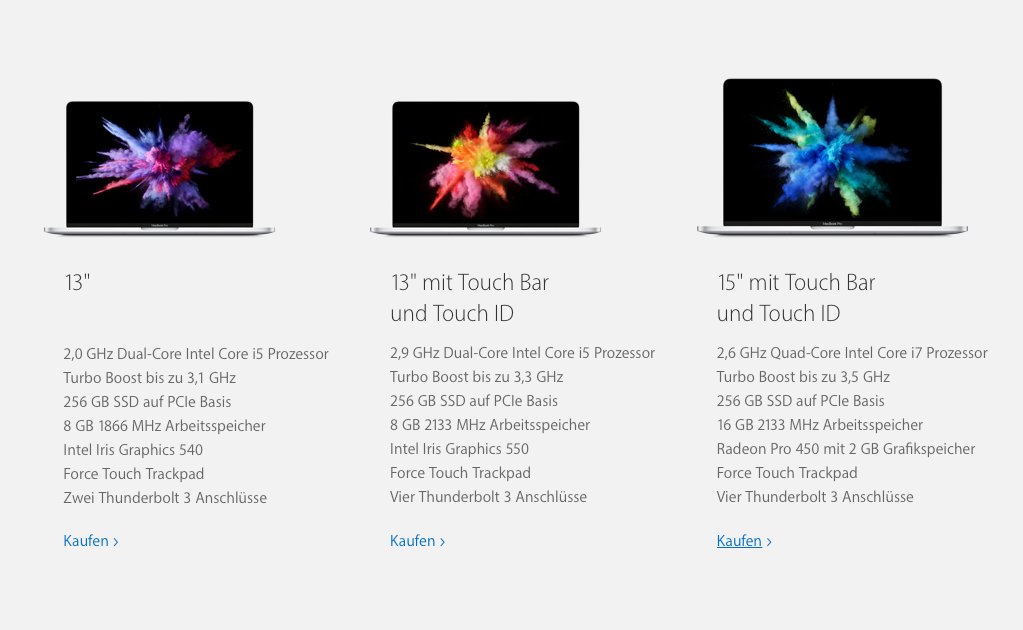 Das neue MacBook Pro in drei Varianten