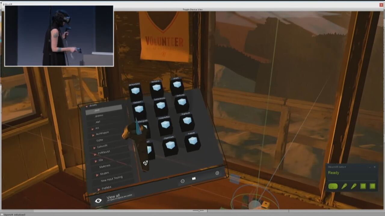 ...und stellen beispielsweise die „Project View“-Ansicht der Unity Oberfläche in VR dar (Bild: Unity)