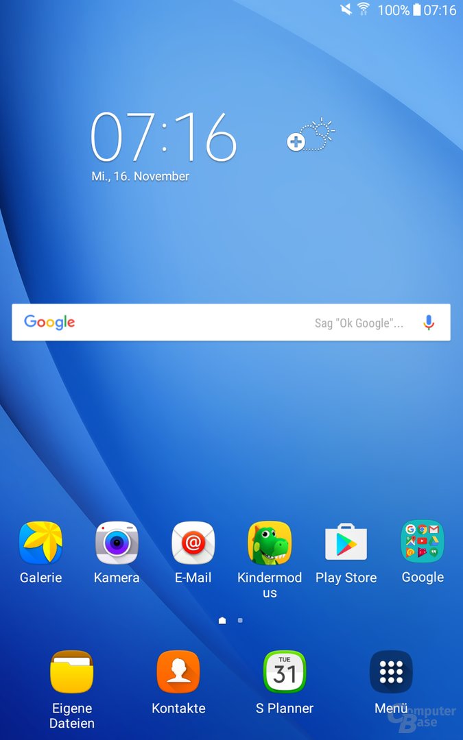 Homescreen des Galaxy Tab A 2016