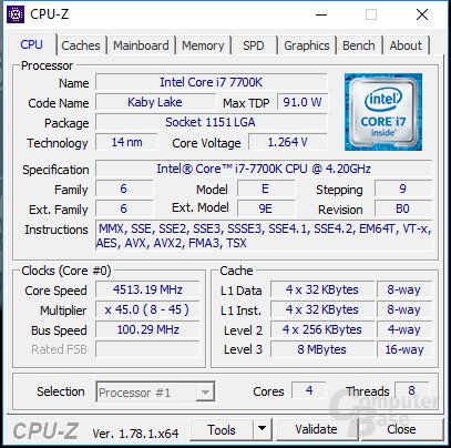 Intel Core i7-7700K in Single-Core-Turbo