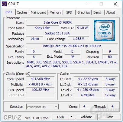 Intel Core i5-7600K im Turbo für alle Kerne