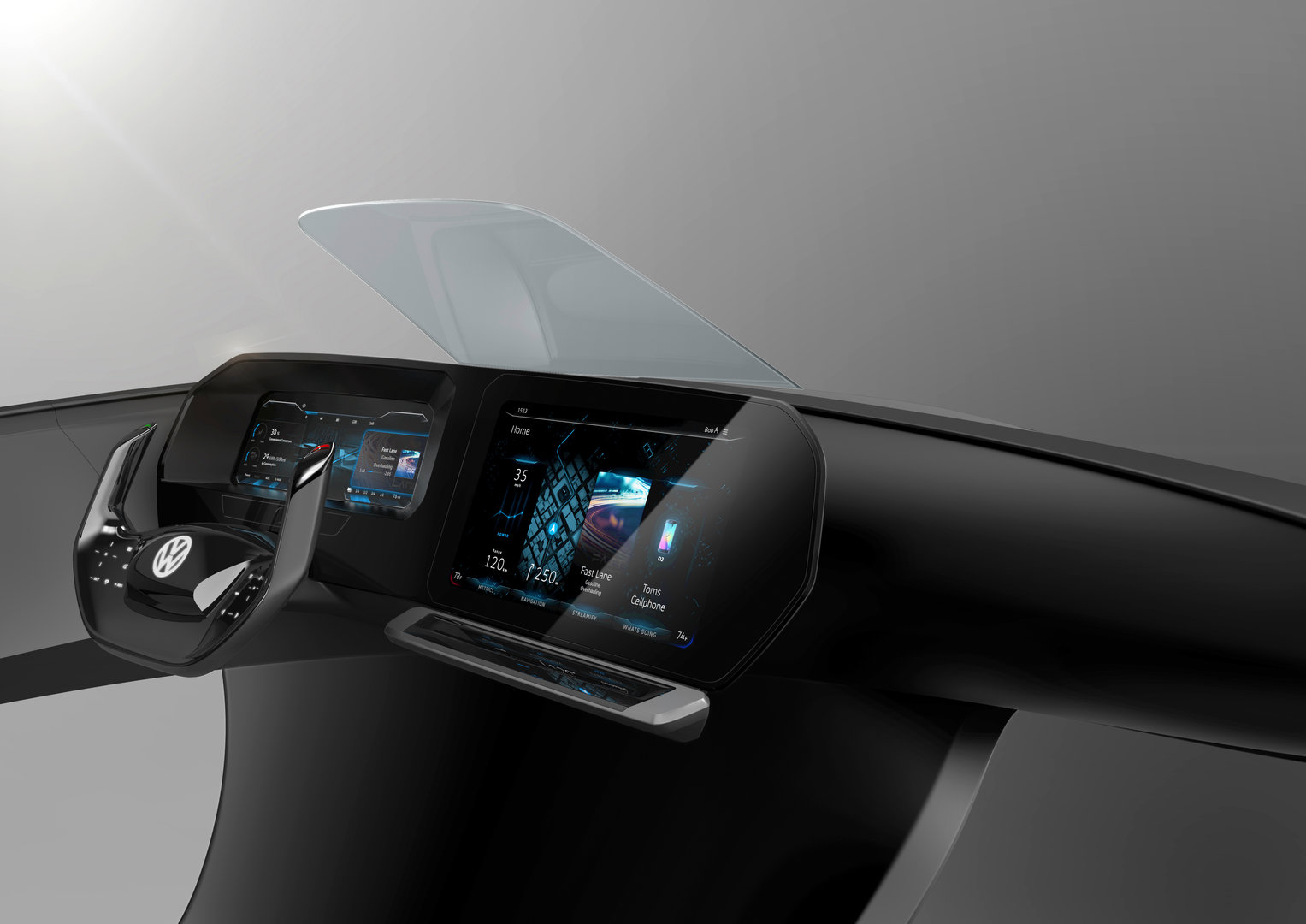So könnte das Pkw-Cockpit der Zukunft bei VW aussehen