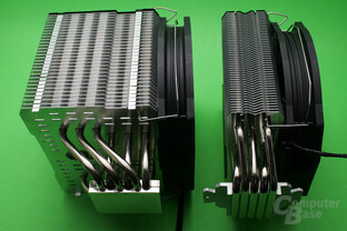 Größenvergleich: Thermalright HR-02 Macho Rev. B (links) und True Spirit 140 Direct (rechts)