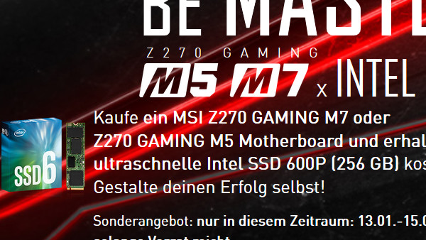 Aktion: Beim Kauf von MSI-Mainboard gibt es SSD gratis