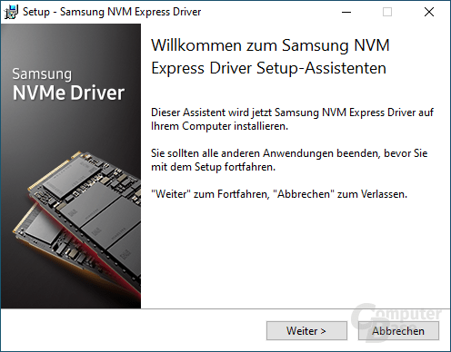 Samsung NVMe Driver – Installation