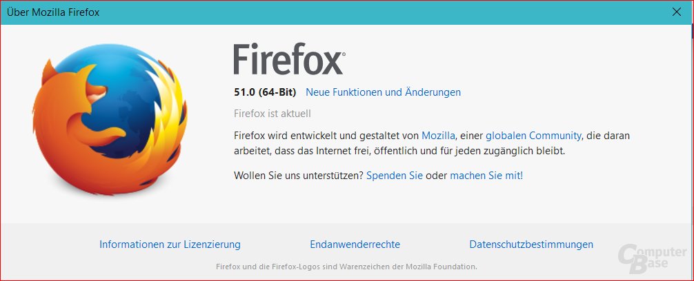 About Firefox zeigt Architektur