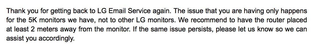 LG-Support empfiehlt Distanz zwischen Router und Display