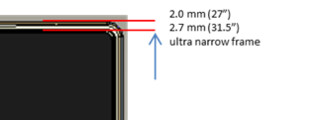 Die Einfassung ist 2,0 (27 Zoll) und 2,7 mm (31,5 Zoll) dünn