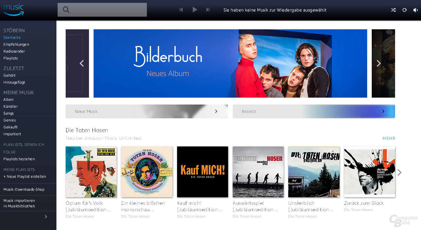 Amazon Music Unlimited im Browser: Übersichtlich, aber langsam