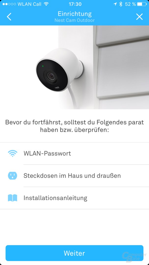 Nest Cam – Einrichtung per App