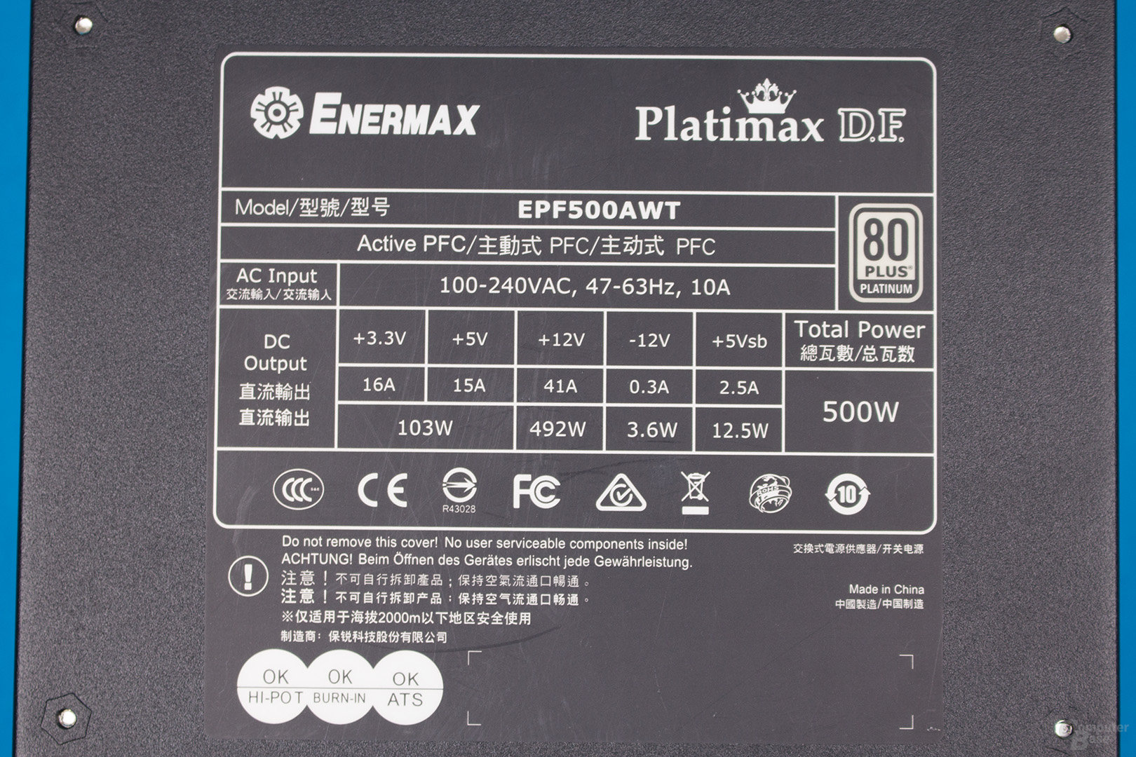 Enermax Platimax D.F. 500W – Lastverteilung