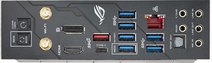 Asus ROG Maximus IX Extreme – Das I/O-Panel wartet mit etlichen USB-Ports auf