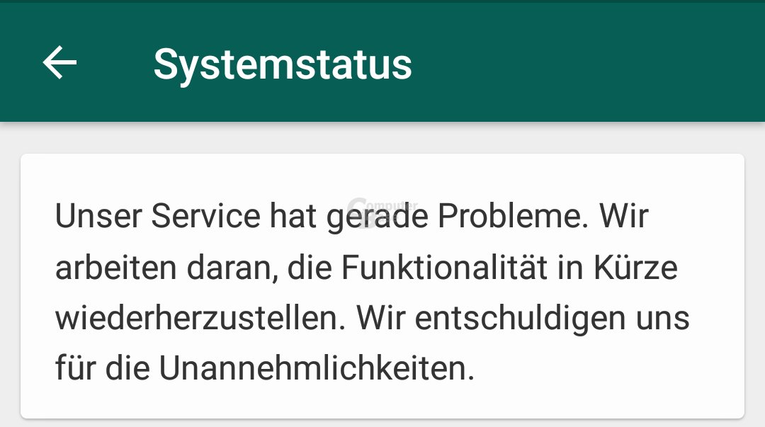Systemstatus bestätigt Probleme bei Whatsapp
