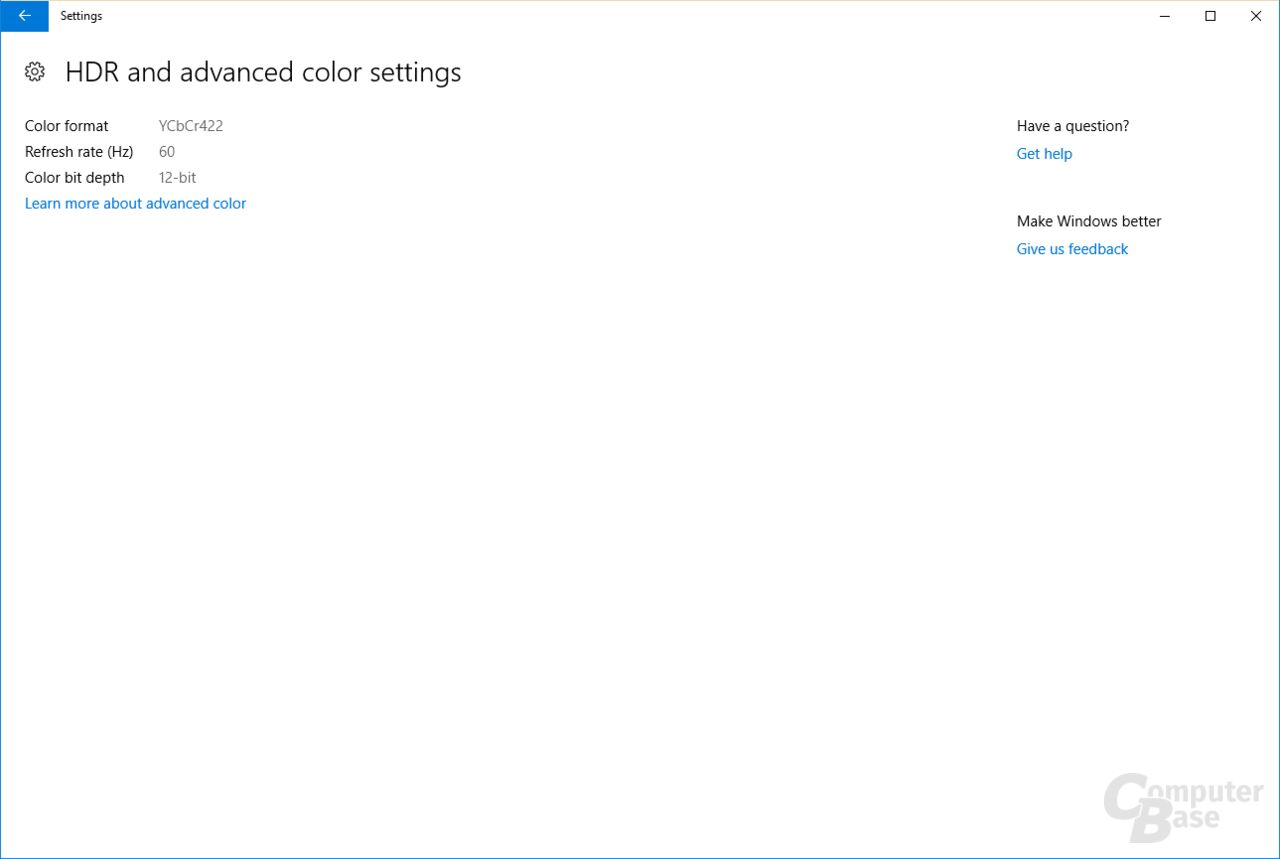 Informationen zum angeschlossenen HDR-Monitor