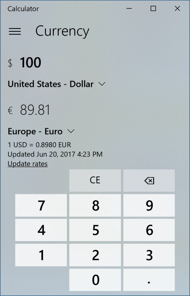 Der neue Taschenrechner kennt Wechselkurse