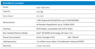 Intel SSD 545s – Spezifikationen