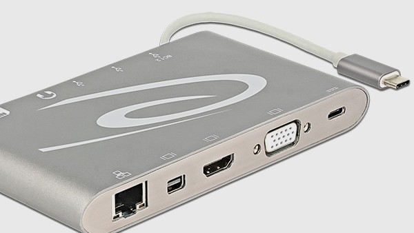 Delock Dock DL-87298: USB-Typ-C-Box mit Mini DP, HDMI, VGA & LAN für 129 Euro