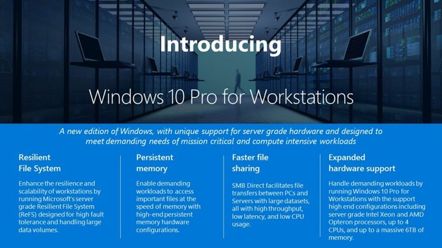 4 CPUs und 6 TB RAM: Windows 10 Pro for Workstations angekündigt