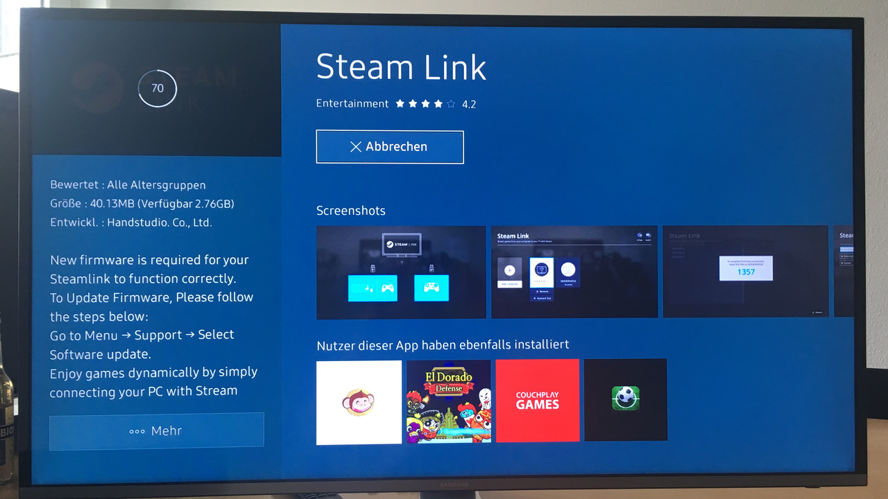 Valve: Samsung integriert Steam Link per App im Smart TV