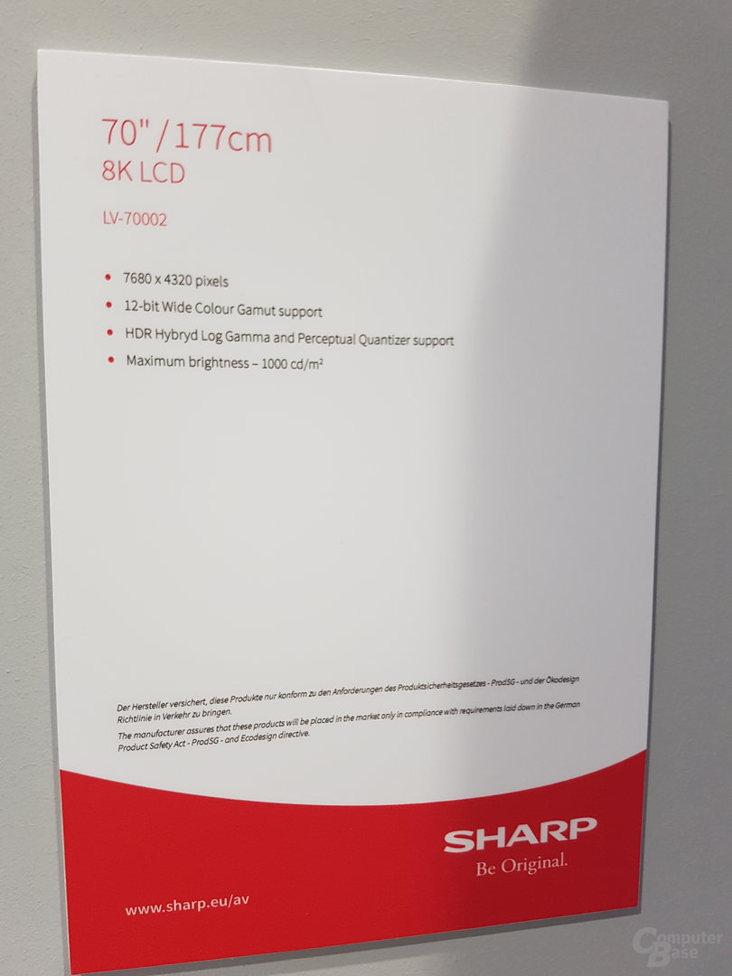 Sharp LC-70X500 als 8K-TV für den Massenmarkt