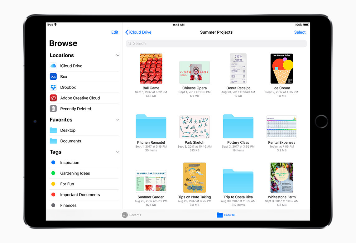 Die neue App Files (hier auf dem iPad)