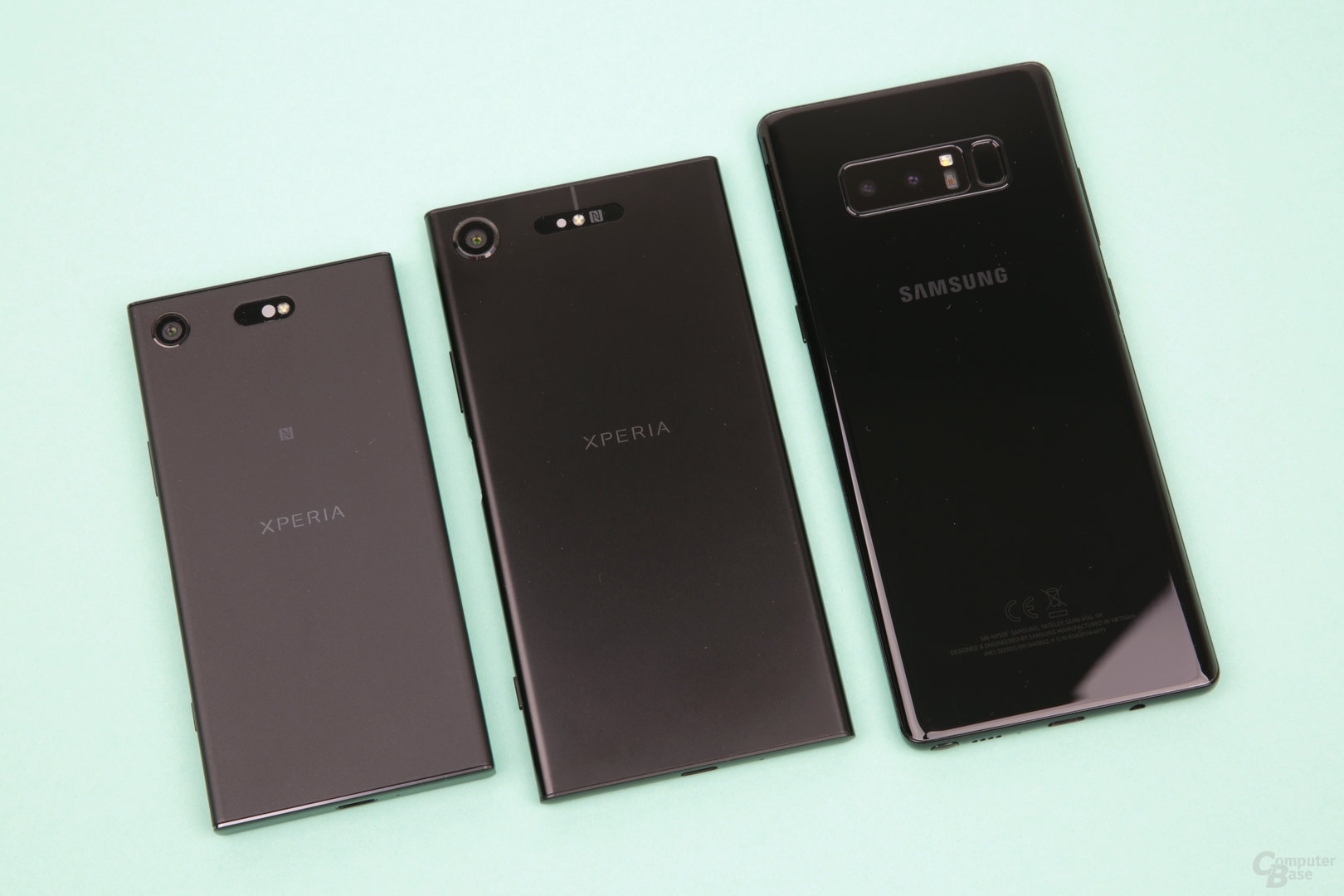 Größenvergleich: XZ1 Compact, XZ1, Galaxy Note 8