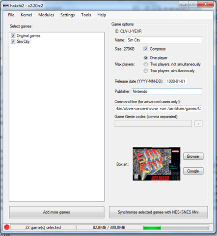 Das Hacker-Tool hakchi2 für den Nintendo SNES Mini