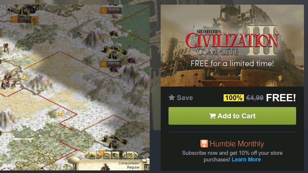 Aktion: Civilization 3 kostenlos  bei Humble Bundle